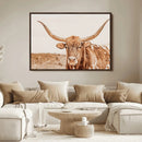 Texas Longhorn Wall Art Canvas Print – Framed Sepia Cow Art by MyGreatCanvas | Canvas Wall Art Prints | Photo Prints & Wall Decor
