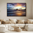Beach Sunset Wall Art Canvas Print – Framed Ocean Waves Art by MyGreatCanvas | Canvas Wall Art Prints | Photo Prints & Wall Decor