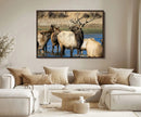 Wild Elk Wall Art Canvas Print – Framed Neutral Wildlife