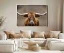 Texas Longhorn Wall Art Canvas Print – Brown Bull Rustic