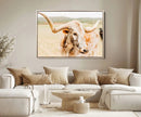 Texas Longhorn Wall Art Canvas Print – Framed Speckled Cow