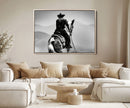 Western Wall Art Canvas Print – Framed Cowboy and Horse