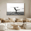 Yoga Surf Wall Art Canvas Print – Framed Black White Shore by MyGreatCanvas | Canvas Wall Art Prints | Photo Prints & Wall Decor