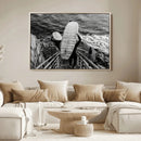 Black White Surfing Wall Art Canvas Print – Framed Coastal by MyGreatCanvas | Canvas Wall Art Prints | Photo Prints & Wall Decor
