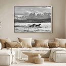 Wild Horses Wall Art Canvas Print – Framed Black and White by MyGreatCanvas | Canvas Wall Art Prints | Photo Prints & Wall Decor