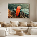 Surfer Stairway Wall Art Canvas Print – Framed Ocean Surf by MyGreatCanvas | Canvas Wall Art Prints | Photo Prints & Wall Decor