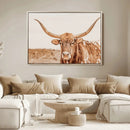 Texas Longhorn Wall Art Canvas Print – Framed Sepia Cow Art by MyGreatCanvas | Canvas Wall Art Prints | Photo Prints & Wall Decor