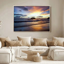 Beach Sunset Wall Art Canvas Print – Framed Ocean Waves Art by MyGreatCanvas | Canvas Wall Art Prints | Photo Prints & Wall Decor