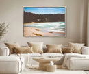 Tranquil Beach Scene Wall Art Canvas Print – Framed Blue