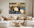 Wild Elk Wall Art Canvas Print – Framed Neutral Wildlife