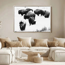 Buffalo Herd Wall Art Canvas Print – Framed Black and White by MyGreatCanvas | Canvas Wall Art Prints | Photo Prints & Wall Decor