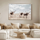 Majestic Longhorn Cows Wall Art Canvas Print – Rustic by MyGreatCanvas | Canvas Wall Art Prints | Photo Prints & Wall Decor