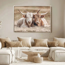 Couple Highland Cows Wall Art Canvas Print – Peaceful Meadow by MyGreatCanvas | Canvas Wall Art Prints | Photo Prints & Wall Decor