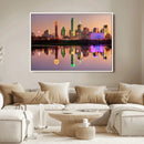 Colorful Dallas City Lights Night Skyline Wall Art Print