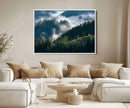 Misty Forest Wall Art Canvas Print – Pine Hills Foggy Trees