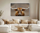 Texas Longhorn Wall Art Canvas Print – Brown Bull Rustic