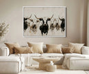 Longhorn Cattle Wall Art Canvas Print – Framed Bison Herd