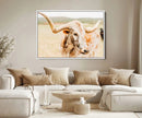 Texas Longhorn Wall Art Canvas Print – Framed Speckled Cow