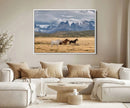 Grand Teton Park Wild Horses Wall Art Canvas Print – Framed
