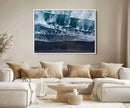 Black Beach Wall Art Canvas Print – Framed Aerial Ocean View
