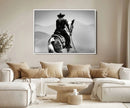 Western Wall Art Canvas Print – Framed Cowboy and Horse