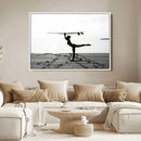 Yoga Surf Wall Art Canvas Print – Framed Black White Shore by MyGreatCanvas | Canvas Wall Art Prints | Photo Prints & Wall Decor