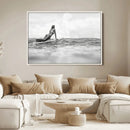 Black White Surfing Wall Art Canvas Print – Framed Ocean by MyGreatCanvas | Canvas Wall Art Prints | Photo Prints & Wall Decor