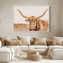 Texas Longhorn Wall Art Canvas Print – Framed Sepia Cow Art by MyGreatCanvas | Canvas Wall Art Prints | Photo Prints & Wall Decor