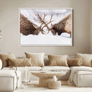 Elk Wall Art Canvas Print – Framed Wildlife Strength Snowy by MyGreatCanvas | Canvas Wall Art Prints | Photo Prints & Wall Decor