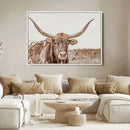 Longhorn Bull Photo Wall Art Canvas Print, Framed Rustic Cow by MyGreatCanvas | Canvas Wall Art Prints | Photo Prints & Wall Decor