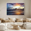 Beach Sunset Wall Art Canvas Print – Framed Ocean Waves Art by MyGreatCanvas | Canvas Wall Art Prints | Photo Prints & Wall Decor