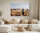Western Wall Art Canvas Print – Framed Cowboy Cattle Drive