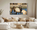 Wild Elk Wall Art Canvas Print – Framed Neutral Wildlife