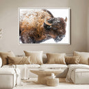 Snowy Buffalo Wall Art Canvas Print – Framed Rustic Lodge by MyGreatCanvas | Canvas Wall Art Prints | Photo Prints & Wall Decor