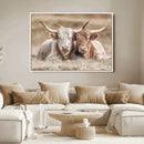 Couple Highland Cows Wall Art Canvas Print – Peaceful Meadow by MyGreatCanvas | Canvas Wall Art Prints | Photo Prints & Wall Decor