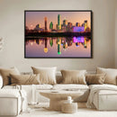 Colorful Dallas City Lights Night Skyline Wall Art Print