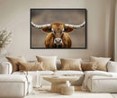 Texas Longhorn Wall Art Canvas Print – Brown Bull Rustic