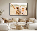 Texas Longhorn Wall Art Canvas Print – Framed Speckled Cow