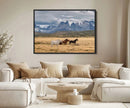 Grand Teton Park Wild Horses Wall Art Canvas Print – Framed