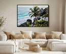 Tropical Coastline Wall Art Canvas Print – Framed Palm Tree