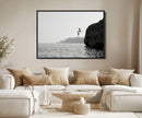 Jumping Wall Art Canvas Print – Framed Coastal Ocean Scene