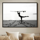 Yoga Surf Wall Art Canvas Print – Framed Black White Shore by MyGreatCanvas | Canvas Wall Art Prints | Photo Prints & Wall Decor
