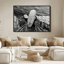 Black White Surfing Wall Art Canvas Print – Framed Coastal by MyGreatCanvas | Canvas Wall Art Prints | Photo Prints & Wall Decor