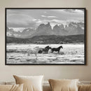 Wild Horses Wall Art Canvas Print – Framed Black and White by MyGreatCanvas | Canvas Wall Art Prints | Photo Prints & Wall Decor