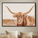 Texas Longhorn Wall Art Canvas Print – Framed Sepia Cow Art by MyGreatCanvas | Canvas Wall Art Prints | Photo Prints & Wall Decor