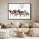 Winter Elk Scene Wall Art Canvas Print – Framed Wildlife by MyGreatCanvas | Canvas Wall Art Prints | Photo Prints & Wall Decor