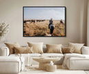 Western Wall Art Canvas Print – Framed Cowboy Cattle Drive