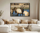 Wild Elk Wall Art Canvas Print – Framed Neutral Wildlife