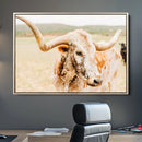 Texas Longhorn Wall Art Canvas Print – Framed Speckled Cow