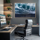 Black Beach Wall Art Canvas Print – Framed Aerial Ocean View
